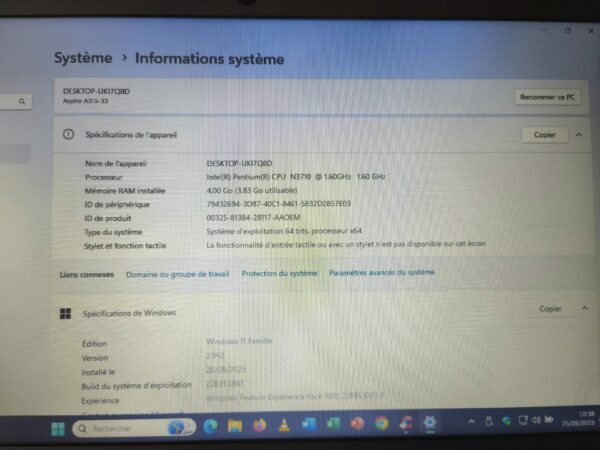 Ordinateur portable Acer Aspire 3-A315 avec Intel Pentium N3710 reconditionné – Image 2