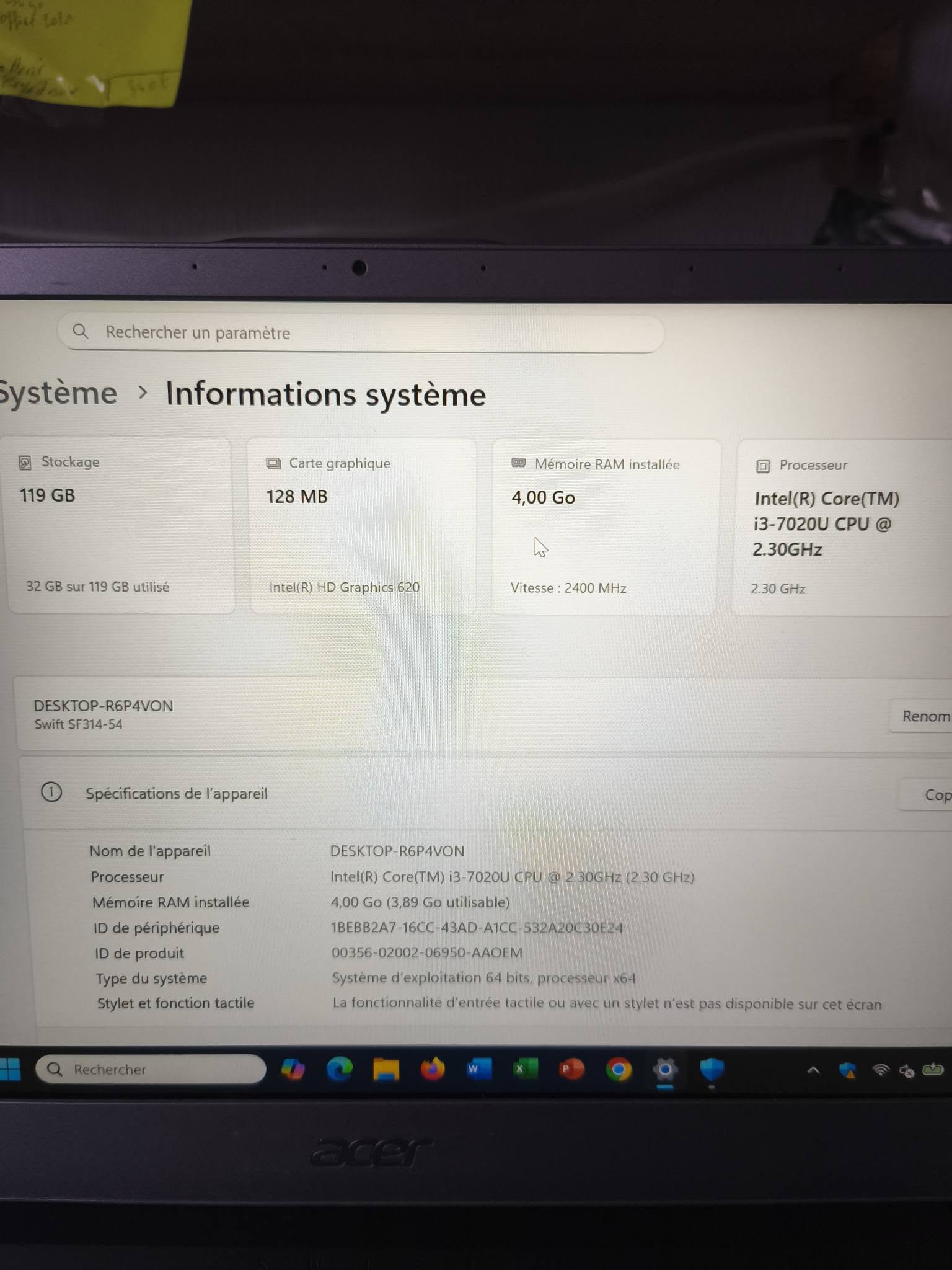 Tof Informatique Ordinateur portable Acer Ordinateur portable Acer Swift SF314 – 14 pouces Ordinateur portable Acer Swift SF314 – 14 pouces – Image 2