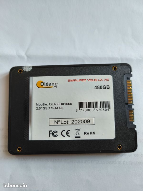 Tof Informatique SSD Oleane BX1000 480 Go SSD Oleane BX1000 480 Go Reconditionné SSD Oleane BX1000 480 Go Reconditionné