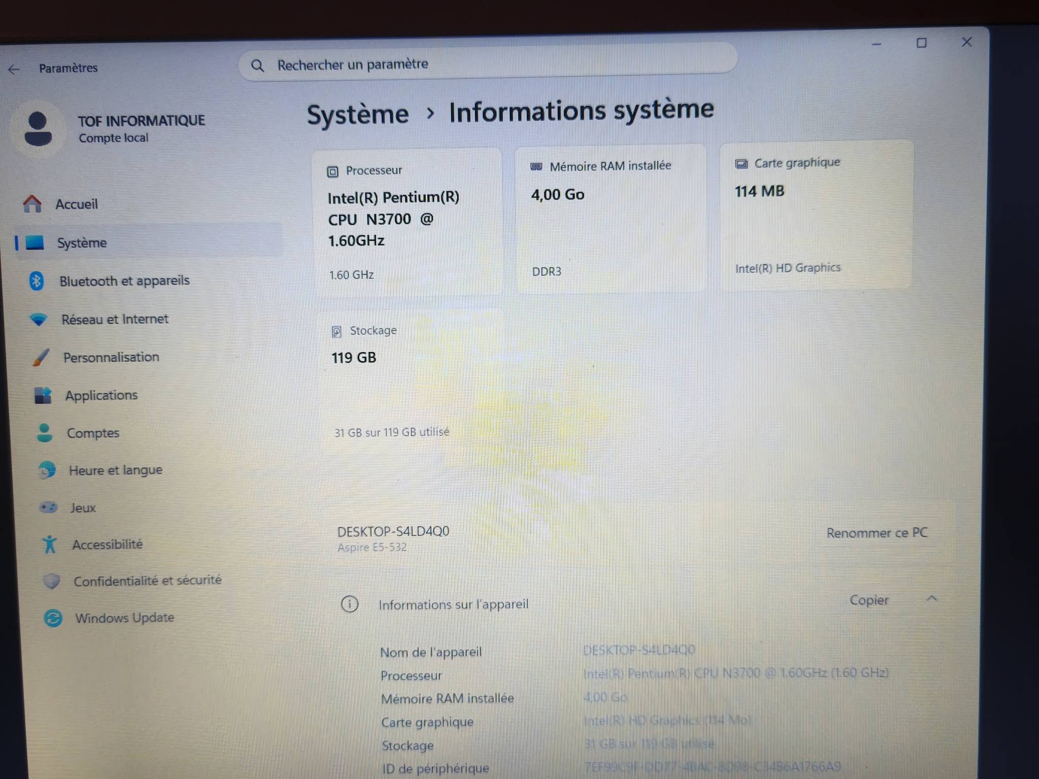 Tof Informatique Acer Aspire E5-532 – 15 Acer Aspire E5-532 – 15,6 pouces – Reconditionné Acer Aspire E5-532 – 15,6 pouces – Reconditionné – Image 2